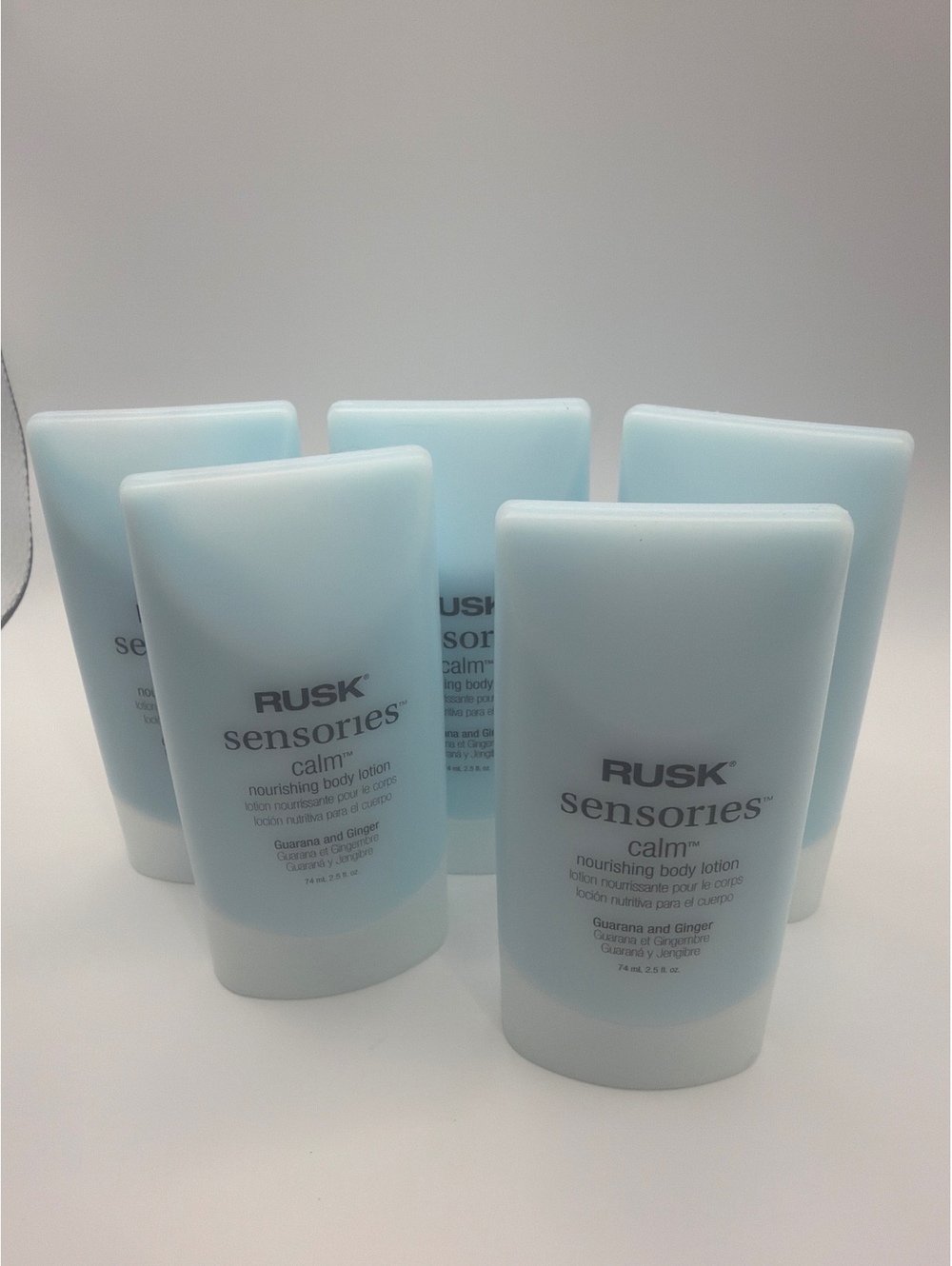 Lot of 5! Rusk Sensories Calm Nourishing Body Lotion Guarana and Ginger 2.5 floz